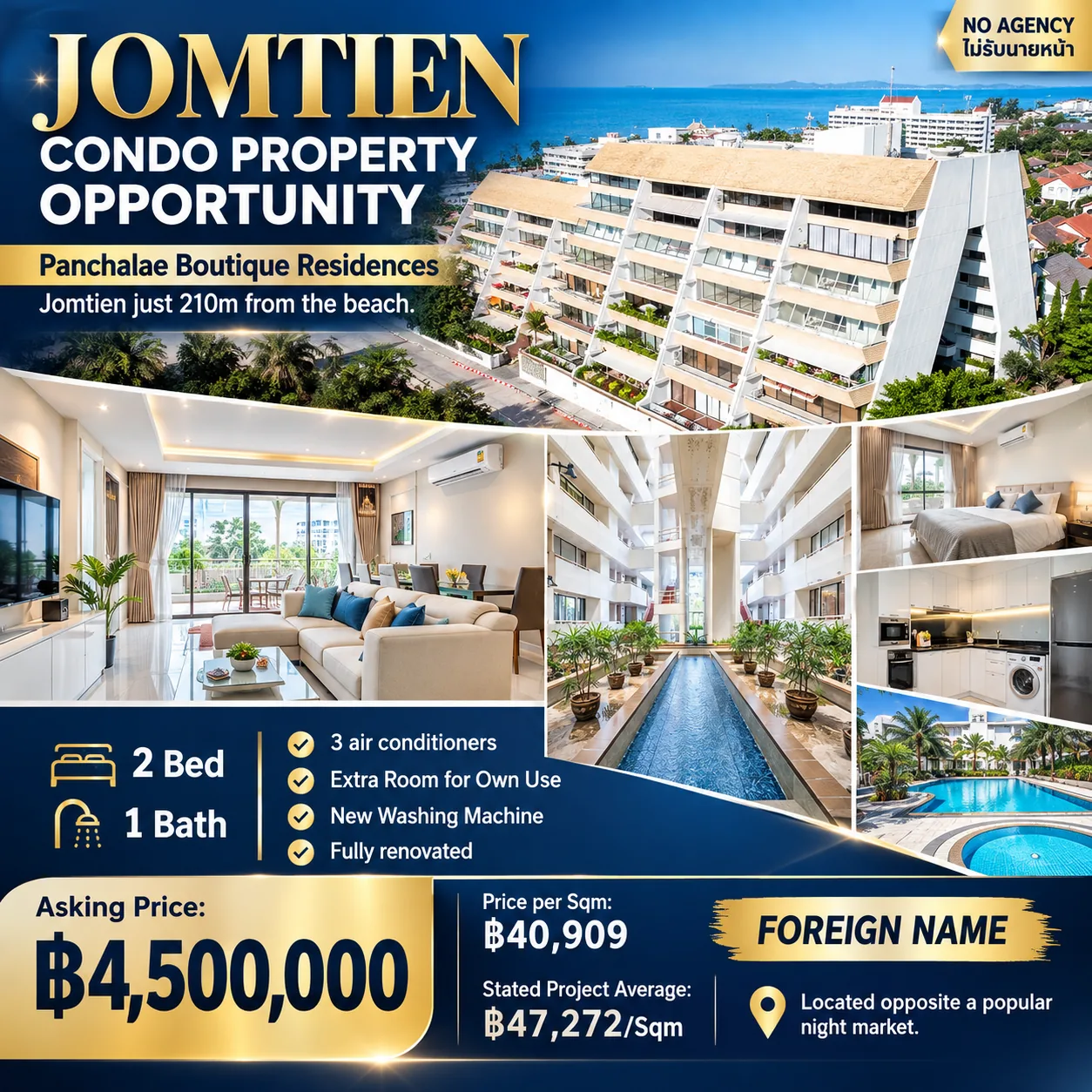 Panchalae Boutique Residences Only 210m from Jomtien Beach