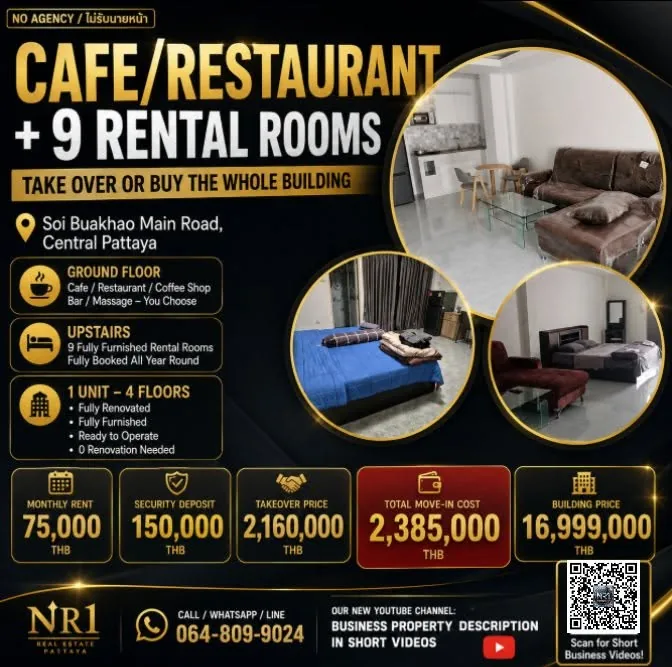CAFE / RESTAURANT + 9 RENTAL ROOMS