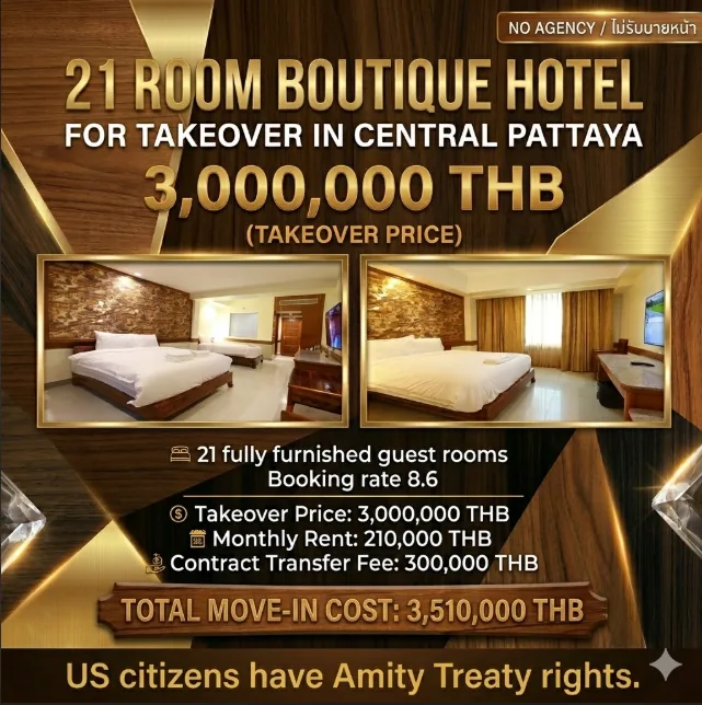 21 ROOM BOUTIQUE HOTEL FOR TAKEOVER IN PATTAYA