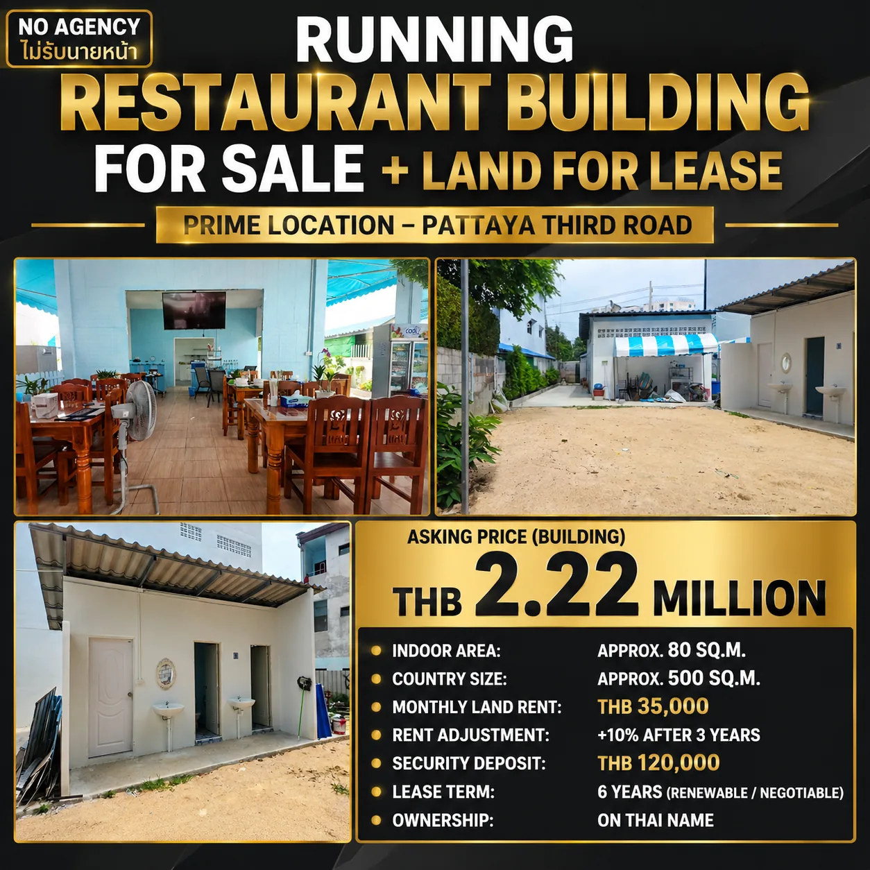 Running Restaurant Building for Sale + Land for Lease