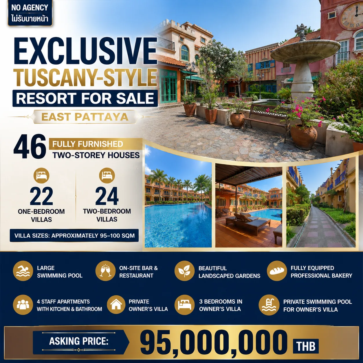 EXCLUSIVE TOSCANA-STYLE RESORT FOR SALE – EAST PATTAYA