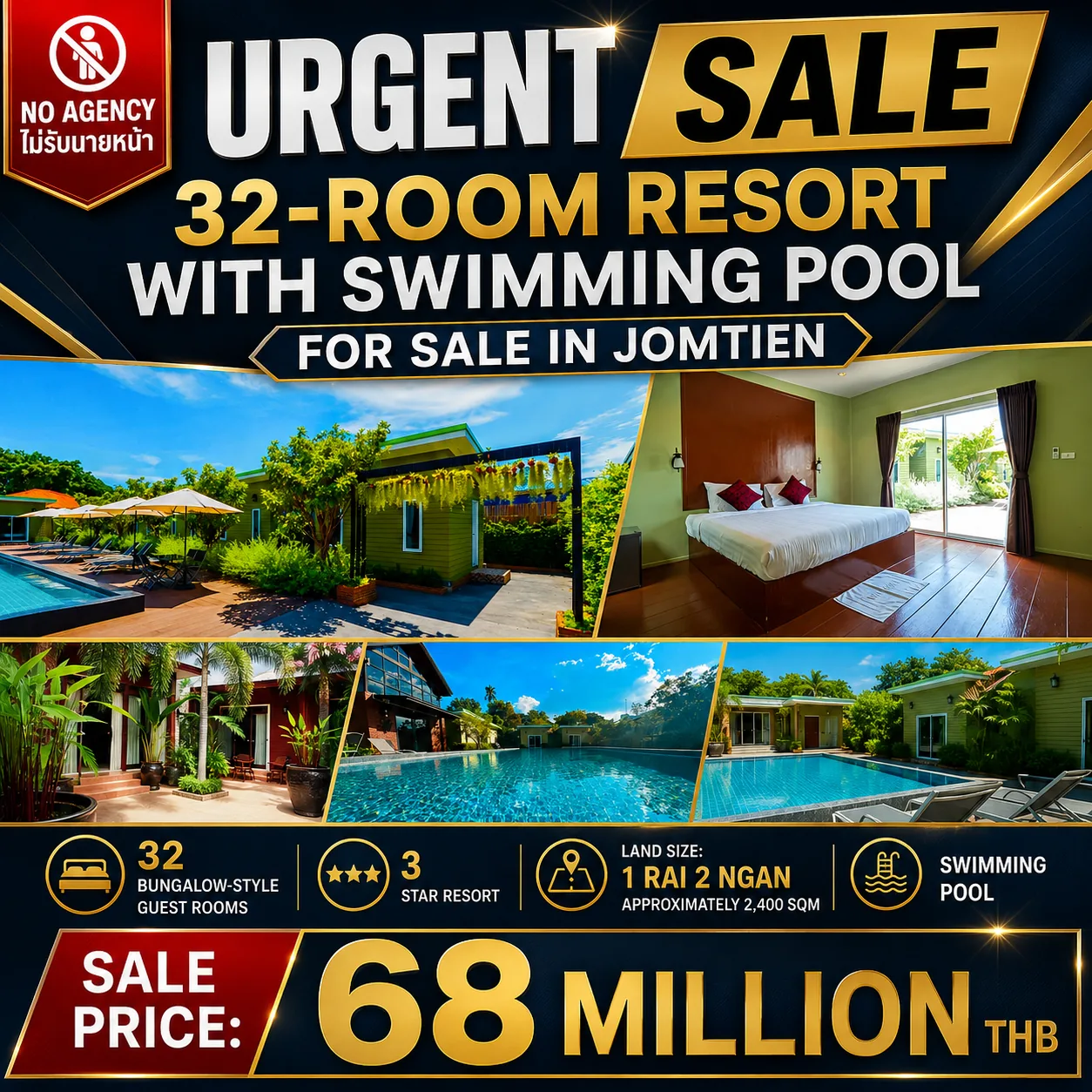 32-ROOM RESORT WITH SWIMMING POOL FOR SALE IN JOMTIEN