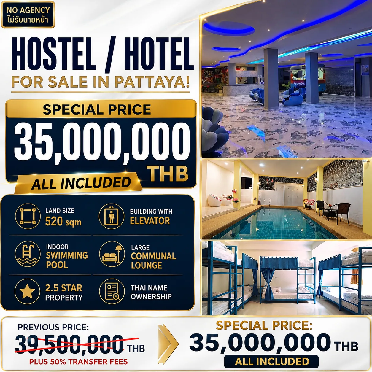 50 Bed HOSTEL / HOTEL FOR SALE IN CENTRAL PATTAYA